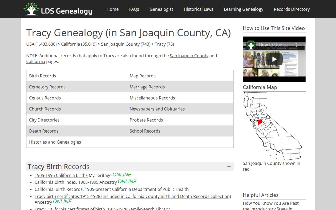 Genealogy catalog lead for Tracy city directory volumes